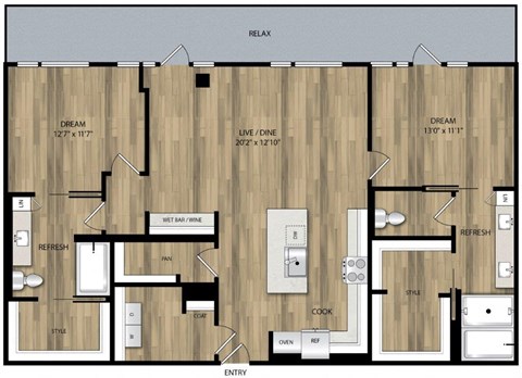 Portland Astoria Apartments in Portland, Oregon PH2 Floor Plan